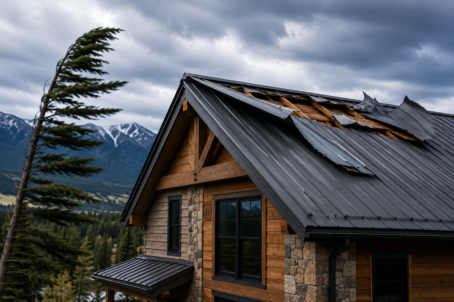 Wind damage roof repair in Montana — AMPCo Construction